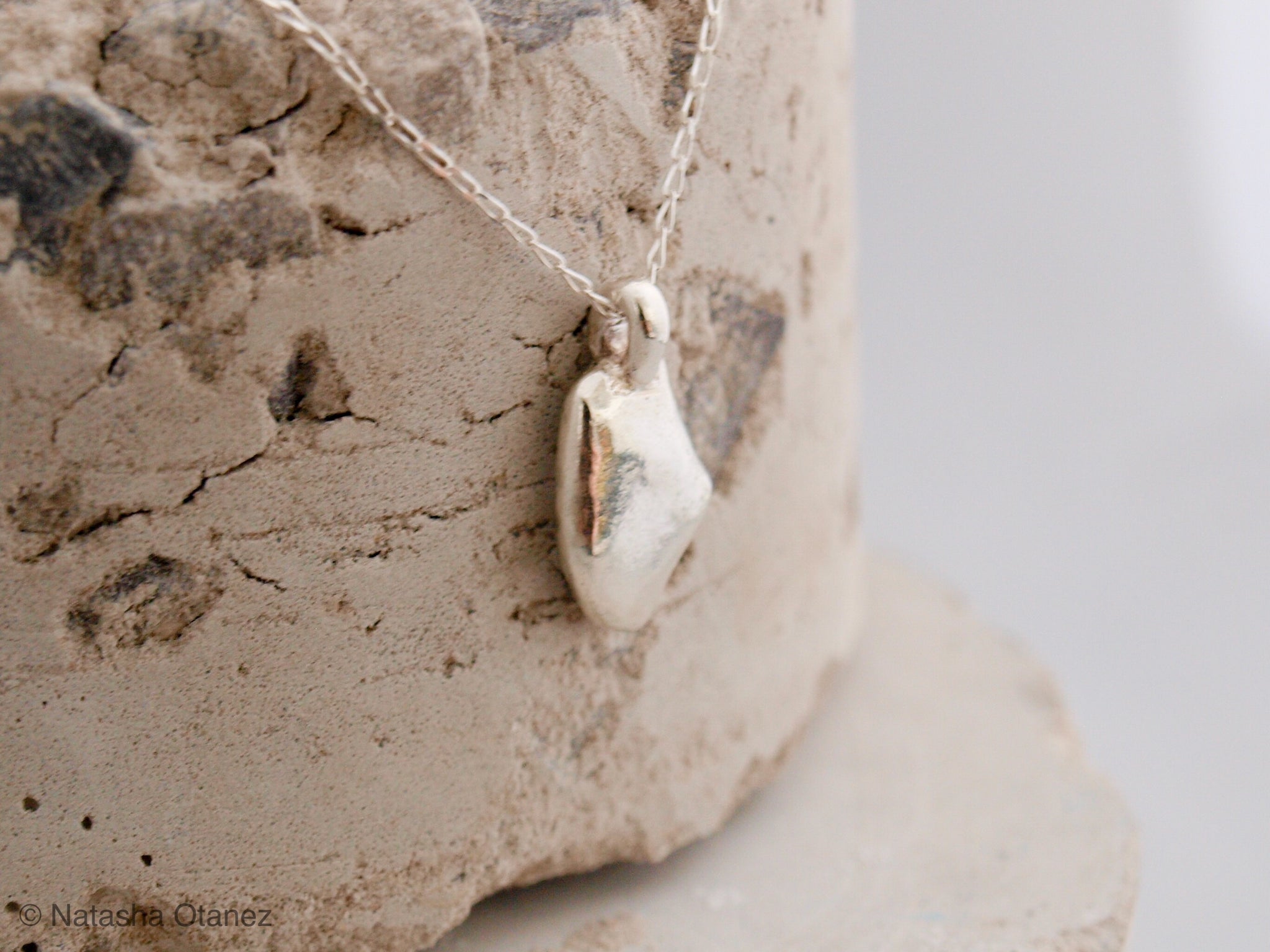 Silver pebble pendant